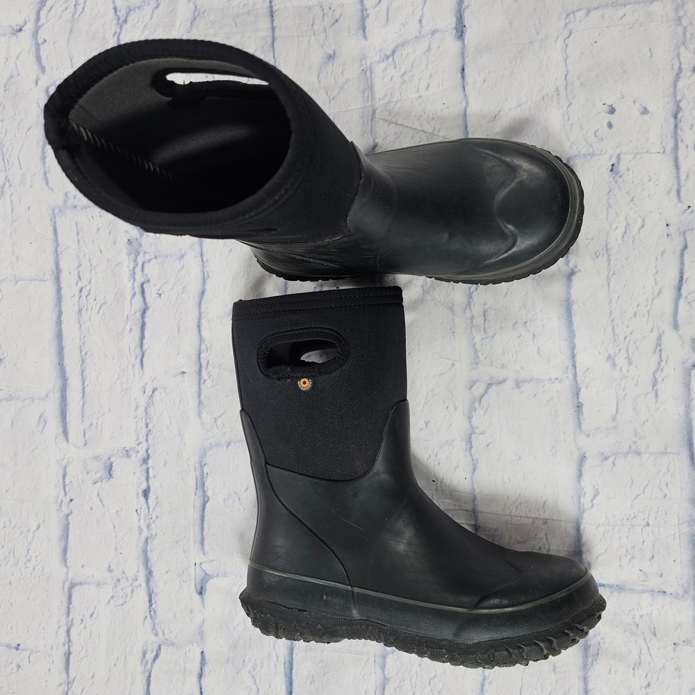 Bogs Grasp Rain Boots KIDS 3 Black Waterproof Insulated Rubber Neoprene Pull On